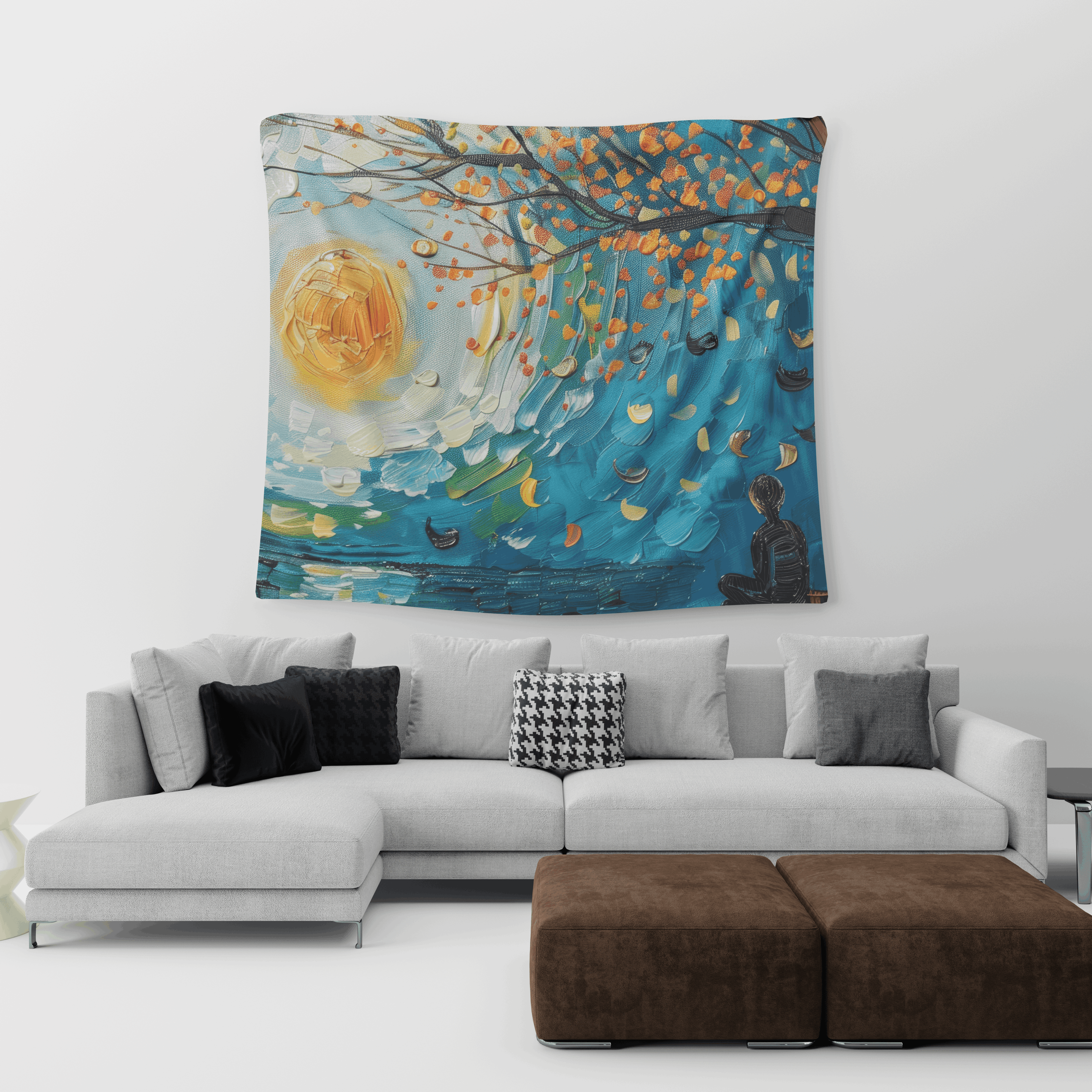 Autumn Moon – Artistic Serenity Tapestry