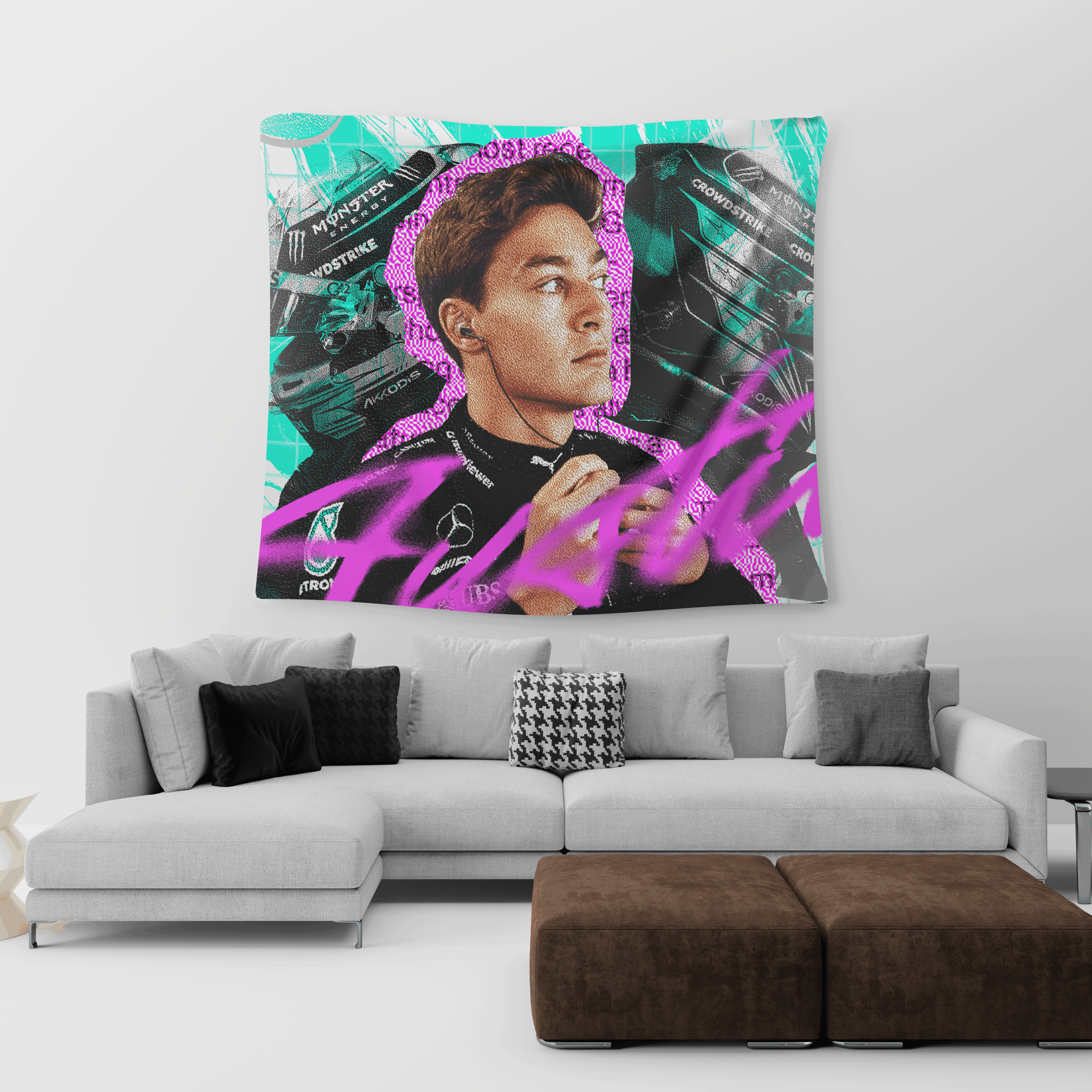 George Russell – Neon Drift Tapestry